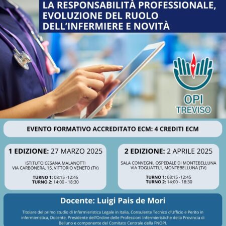 EVENTO FORMATIVO ECM “La responsabilità professionale, evoluzione del ruolo dell’infermiere e novità”